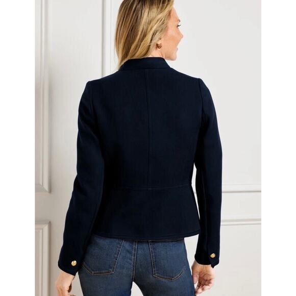 NWT Talbots Military Officer Jacket Gold Buttons Black W/ White Trim Jacket - Picture 2 of 10
